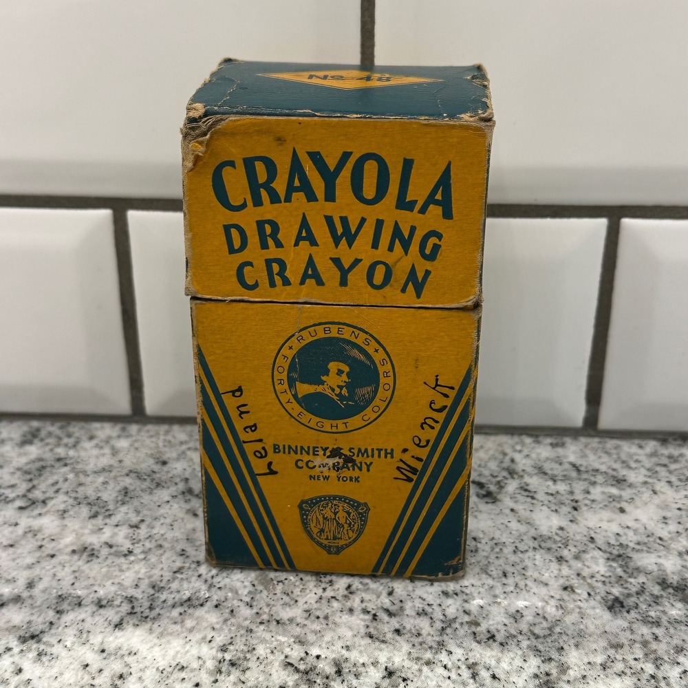 Crayola Gold Medal Crayon No 48 Yellow Green Vintage Art Deco Rubens Retro